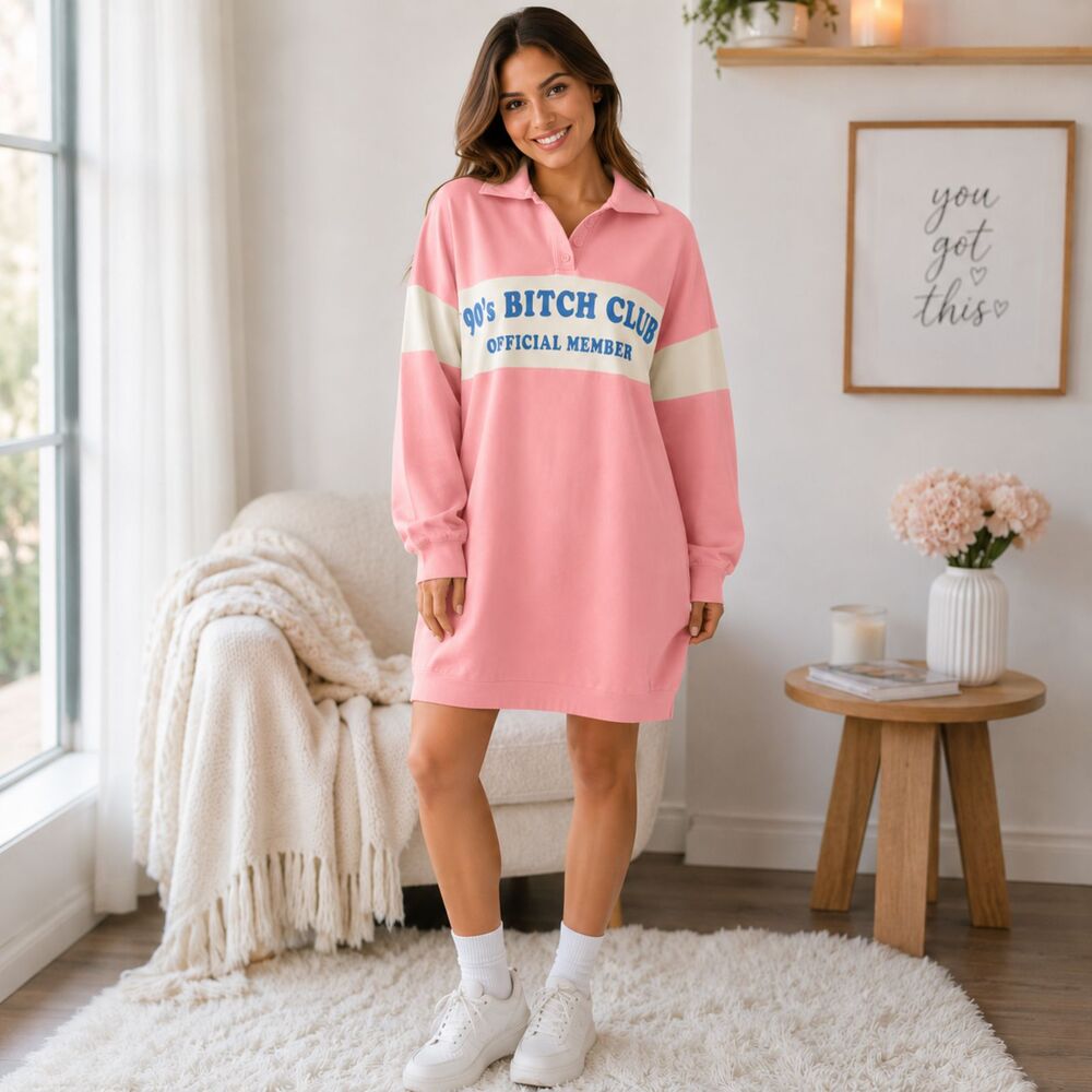 Fashion Nova Sweater Dress Pink 90s B@tch Club Join The Club Mini Dress XL